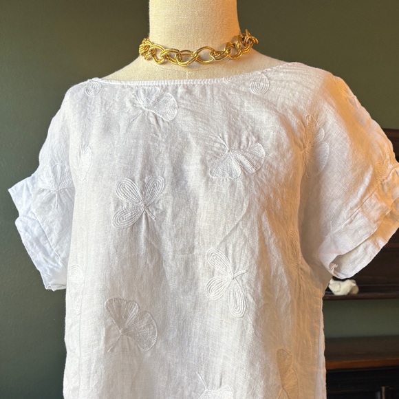 Gorgeous White Italian Linen Embroidered Top - Picture 9 of 14
